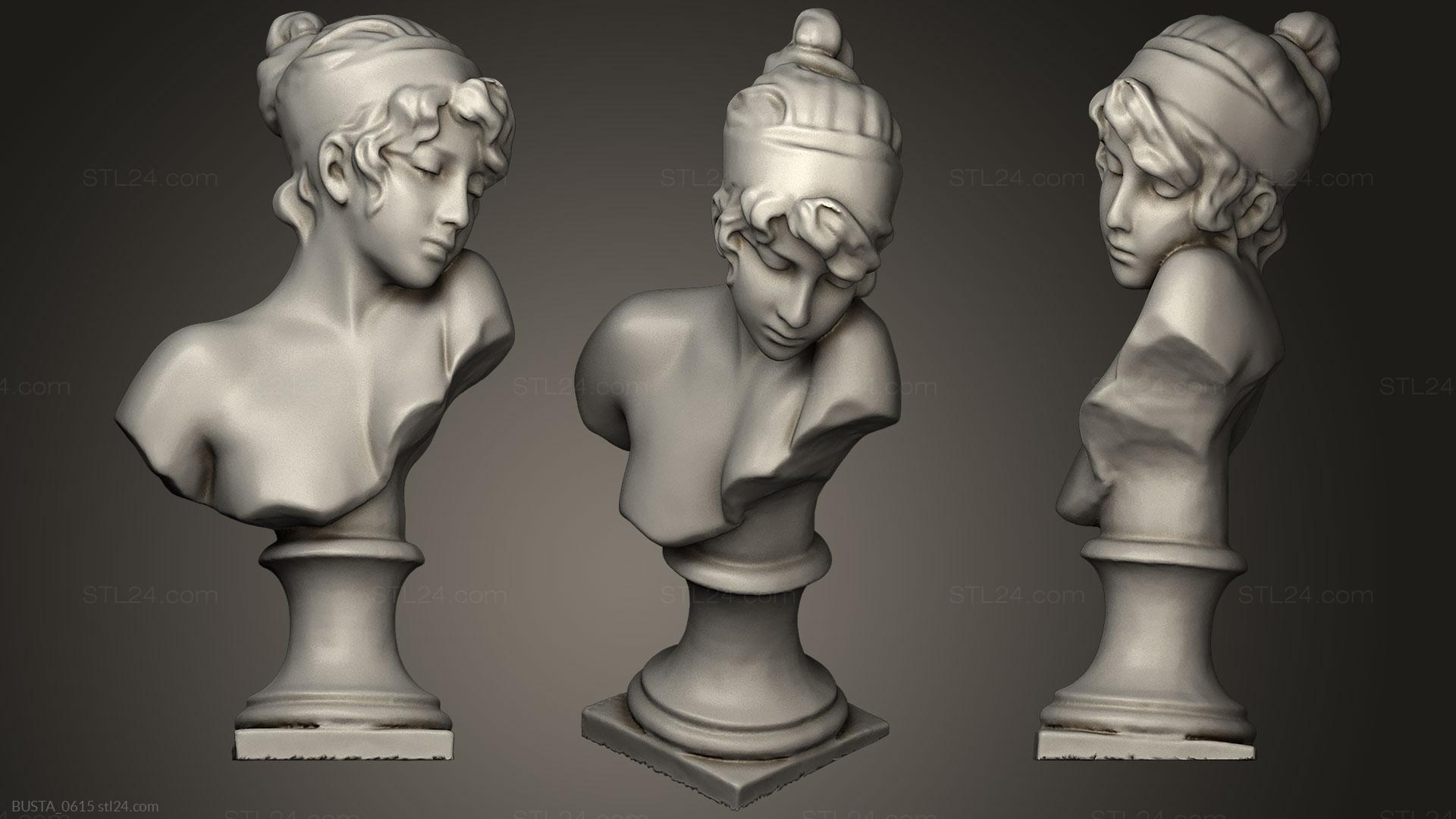 Бюсты и головы античные и исторические (Бюст Сафо, BUSTA_0615) 3D модель для ЧПУ станка